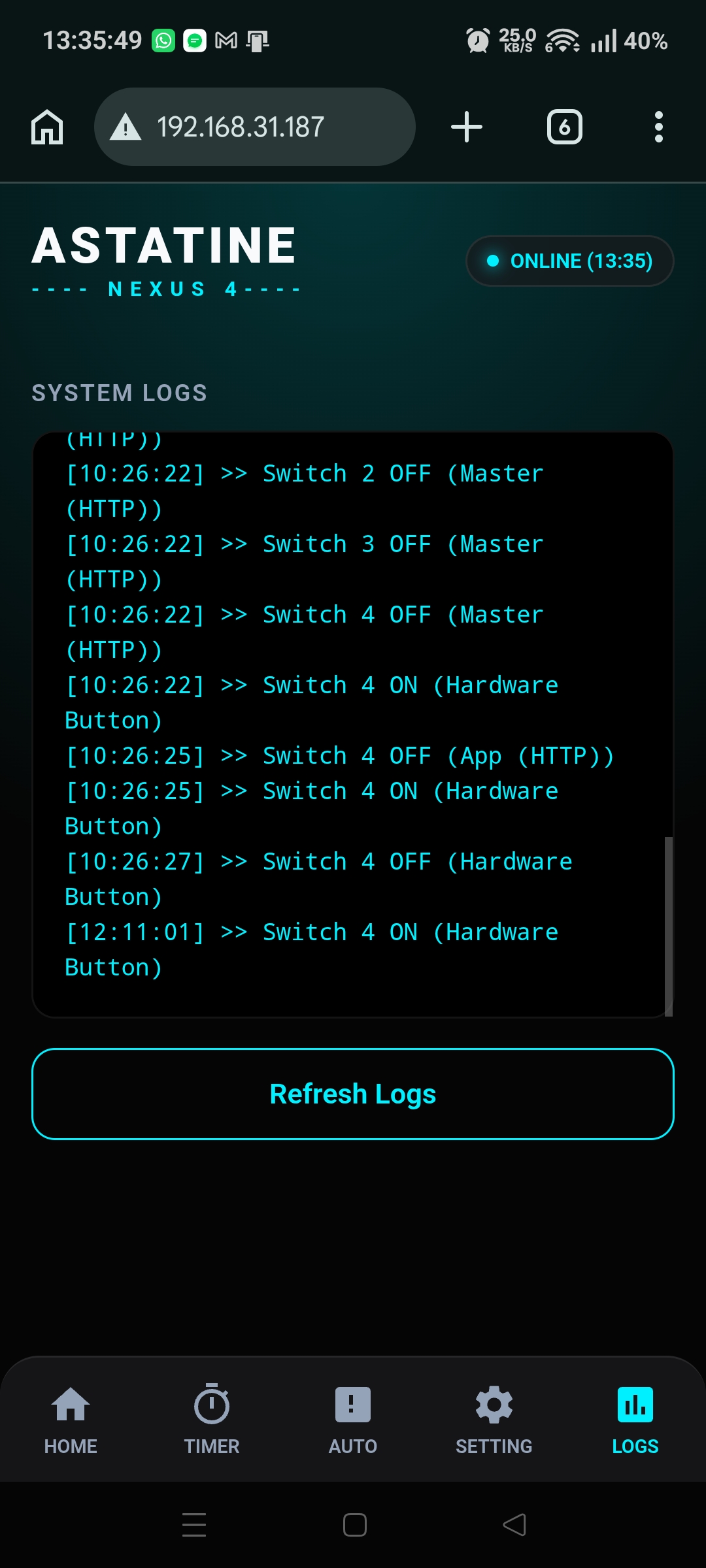 Logs and Diagnostics UI